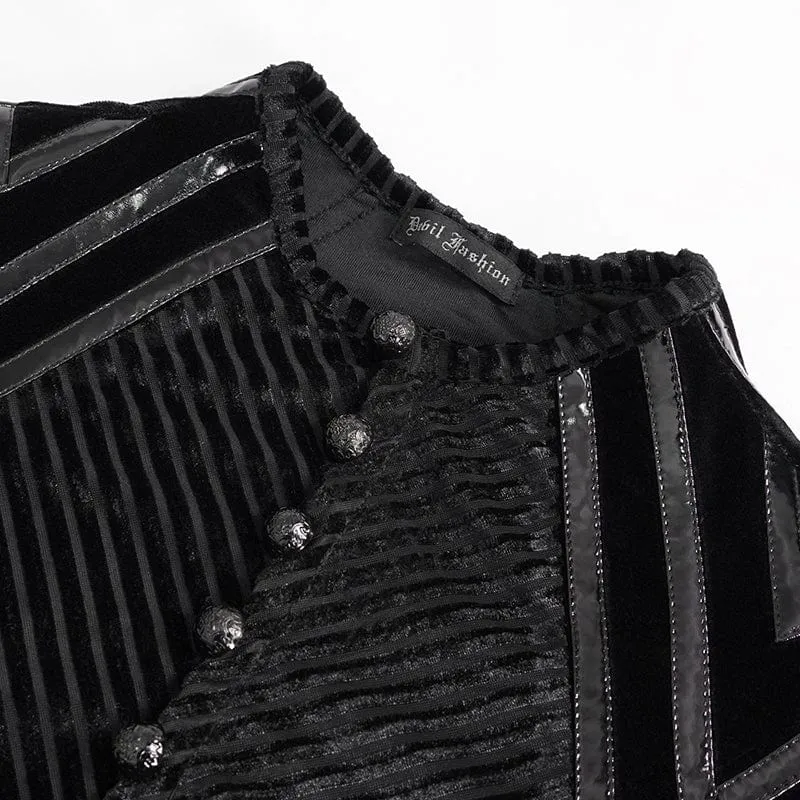 Gothic Stripes Splice Velvet Hemd für Herren