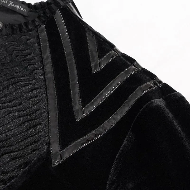 Gothic Stripes Splice Velvet Hemd für Herren