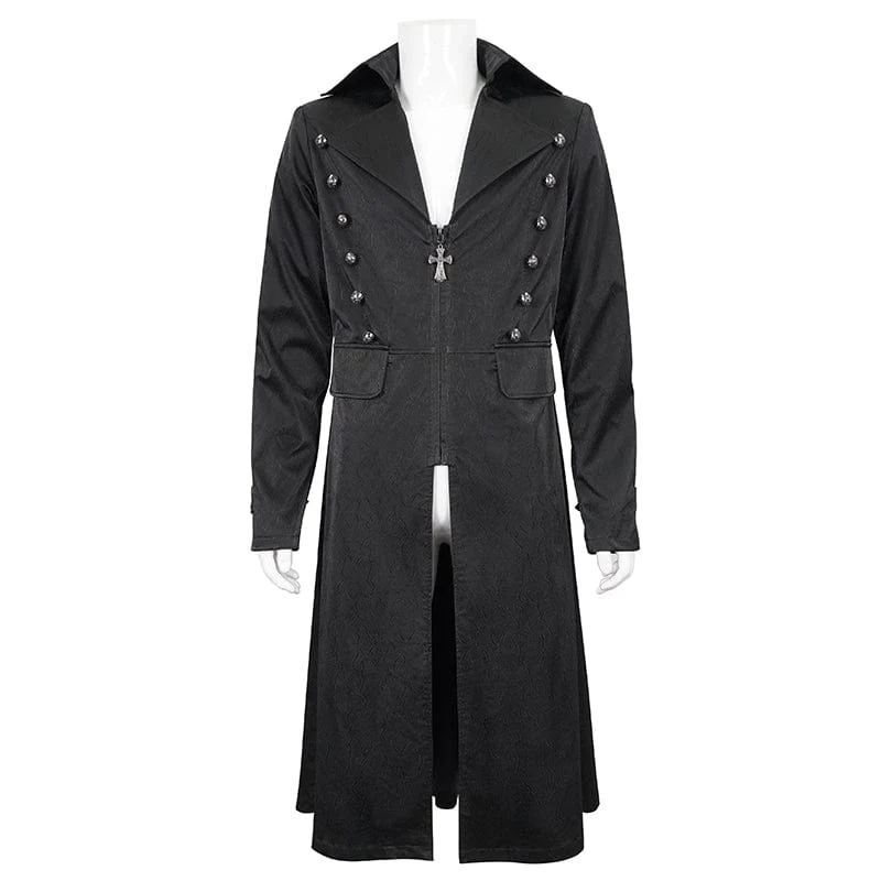 Gotischer Mantel mit Umlegekragen und Kreuzreißverschluss für Herren
