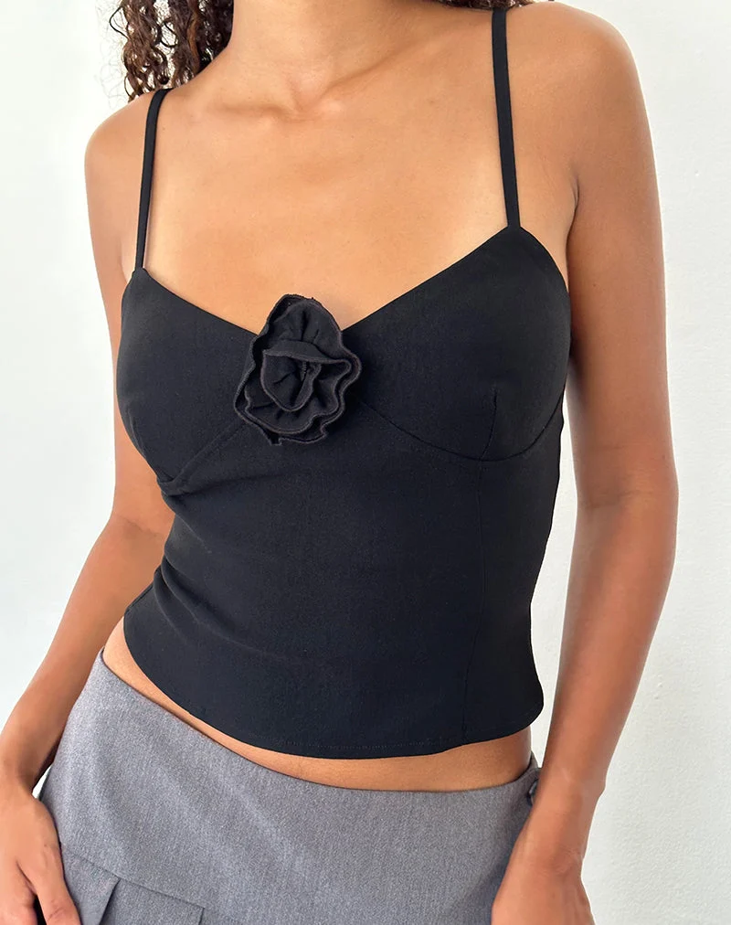 Indus Cami Top in Rosette Schwarz