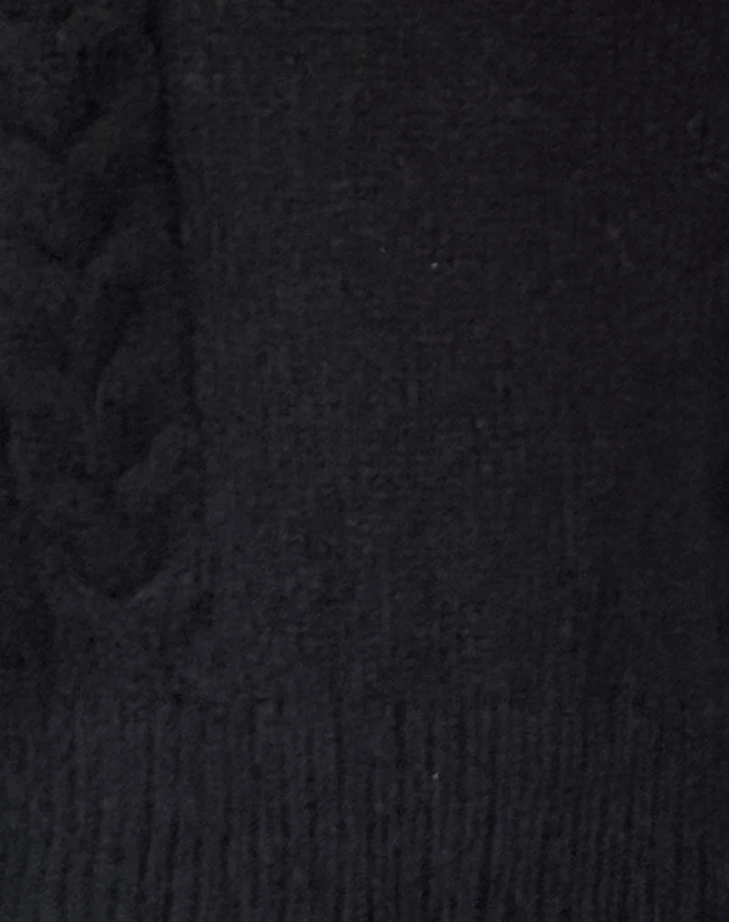 Abelia Strickjacke aus Kabelstrick in Schwarz