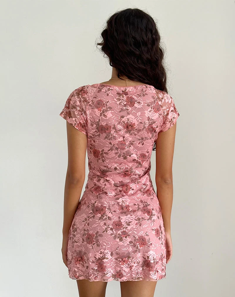 Prinsa Kleid in Rosa Spitze Floral Bloom