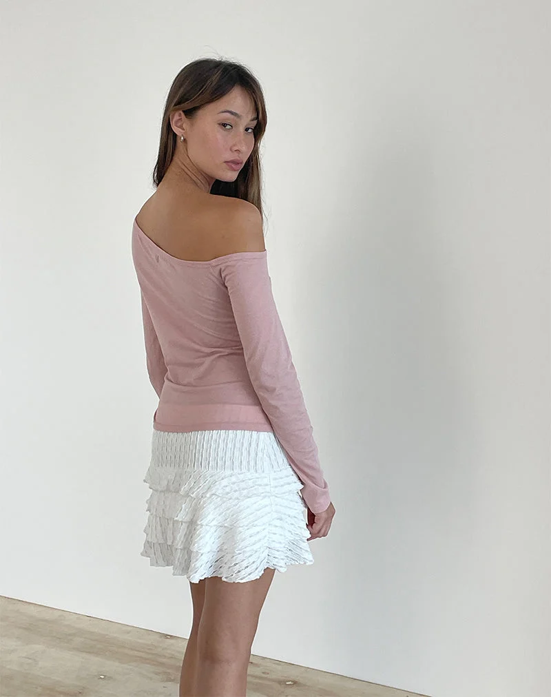 Ledez Asymmetrisches Schlabber-Top in Pink Lady Tissue