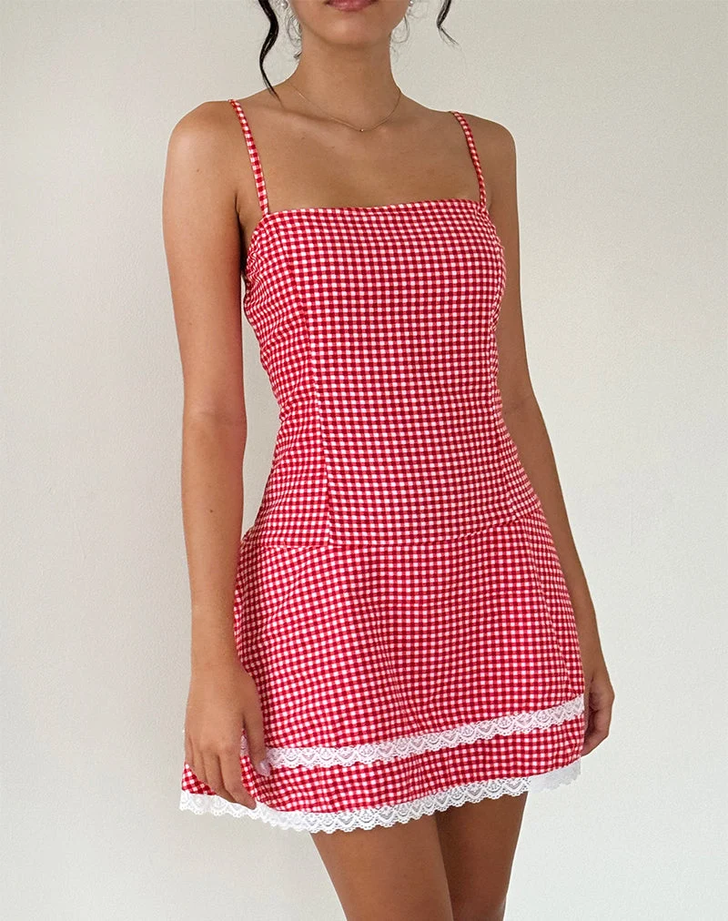 Flossie Minikleid aus rotem Gingham