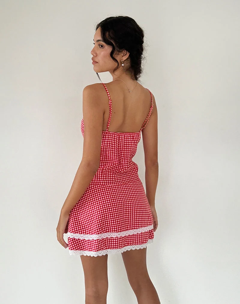 Flossie Minikleid aus rotem Gingham