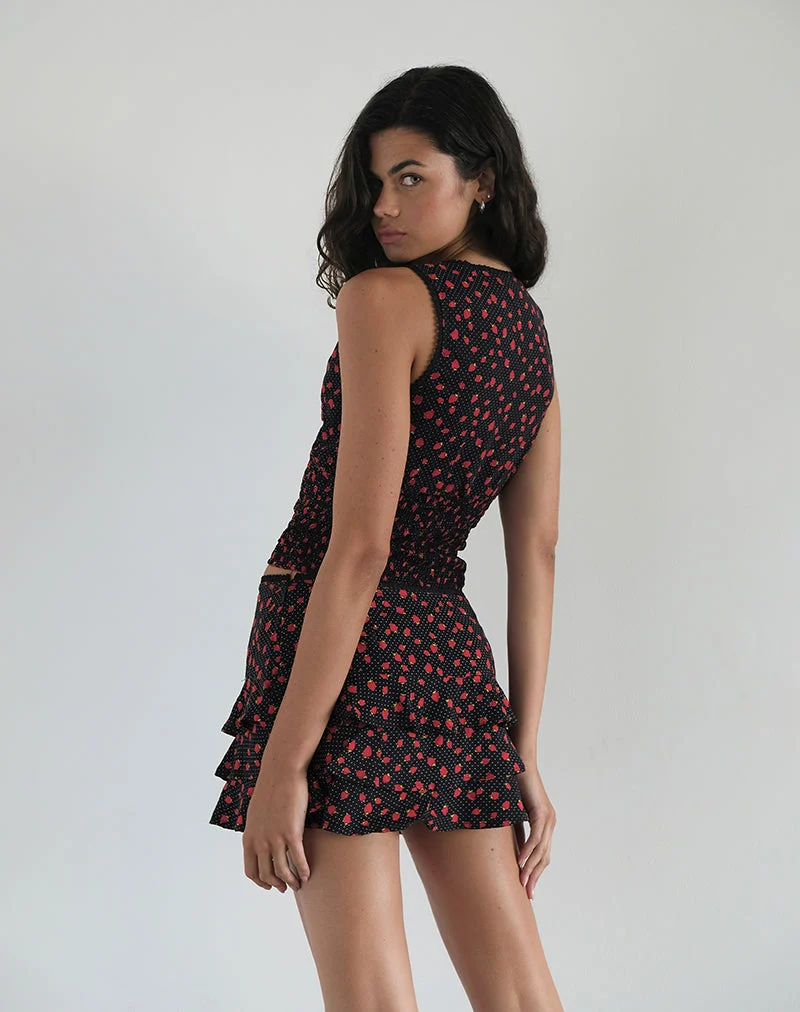 Camigi Minirock in Strawberry Polka Schwarz