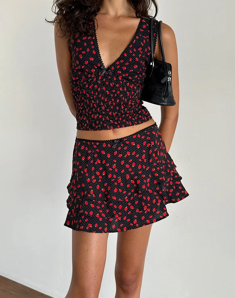 Camigi Minirock in Strawberry Polka Schwarz