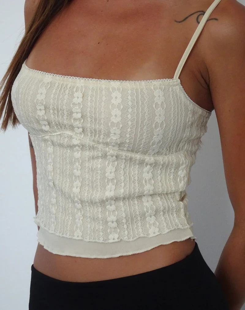 Deska Cami Top aus Spitze Elfenbein