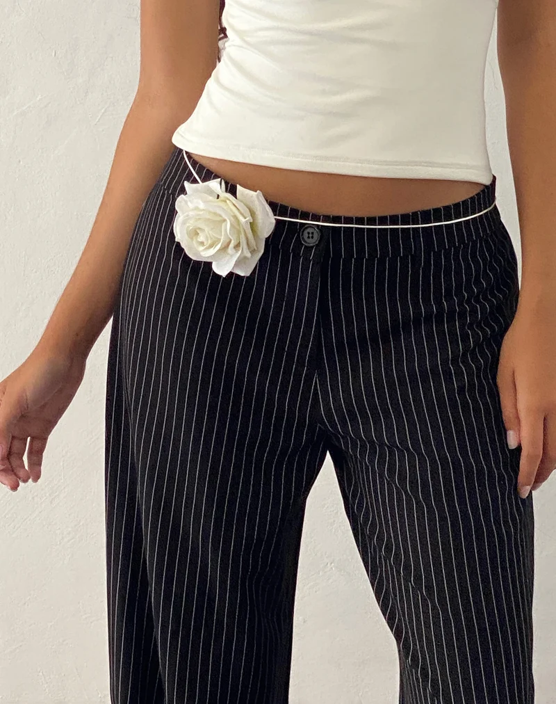 Abba Low Rise Hose in Schwarz Nadelstreifen Tailoring