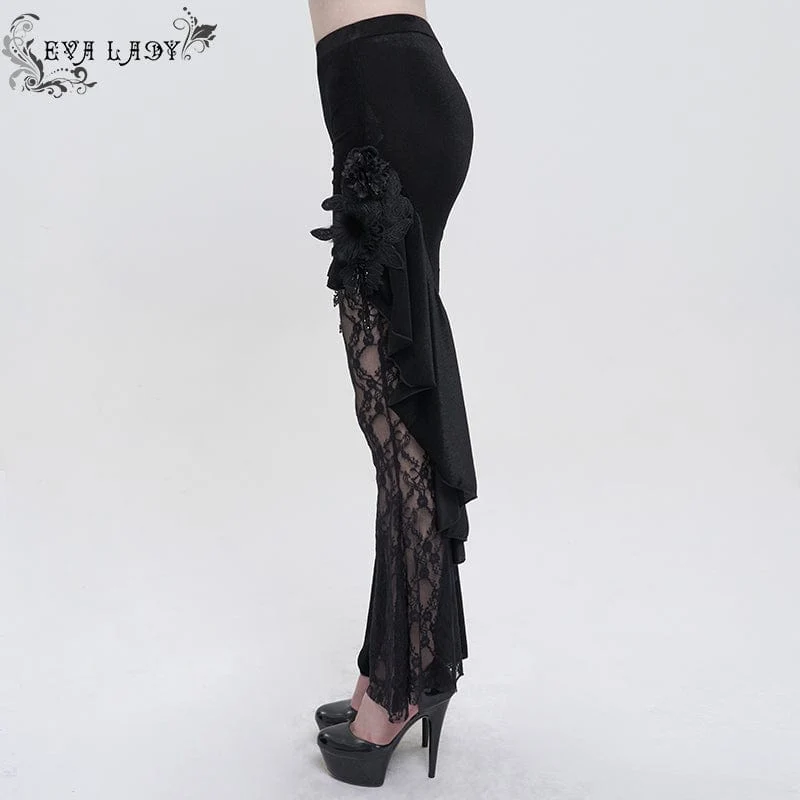 Gothic Riemchen-Splice-Schlaghose für Damen