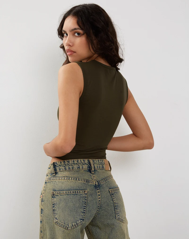 Monlo Vest Oberteil in Olive