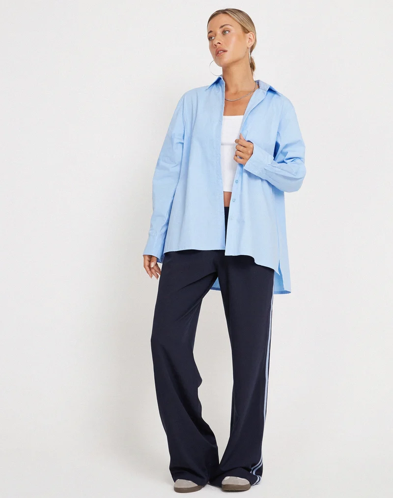 Mavis Button Up Hemd aus Popeline Himmelblau