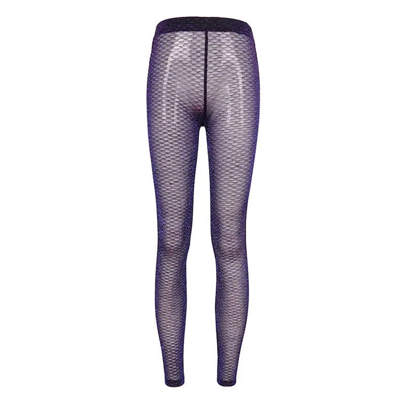 Grunge Chromatic Scaly Sheer Mesh-Leggings für Damen