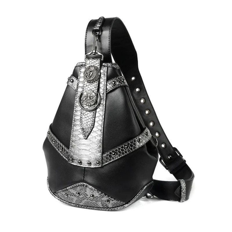 Unisex Steampunk Snakeskin Splice Umhängetasche