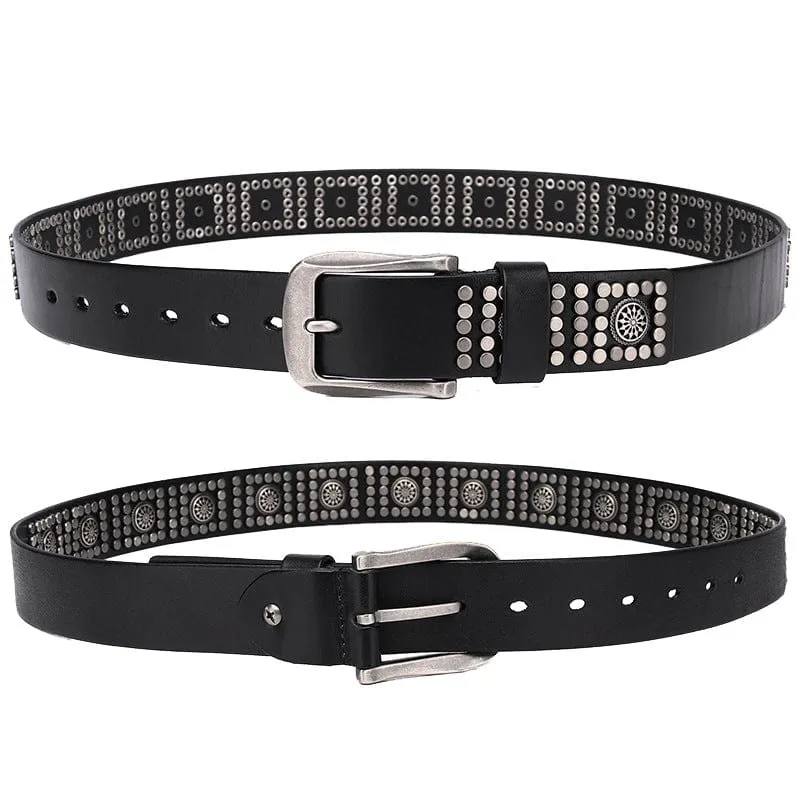 Herren Punk Vintage Nieten Ledergürtel