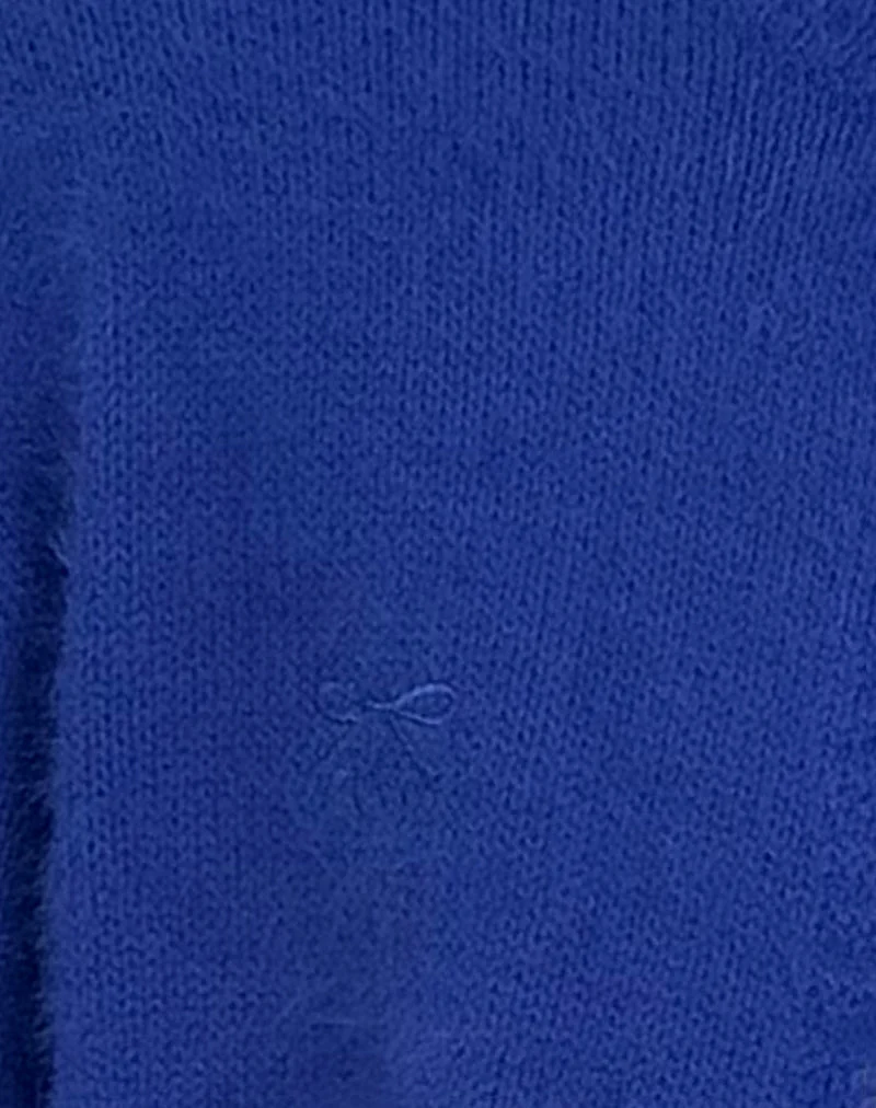 Audrina Strickjacke in flauschigem Kobaltblau