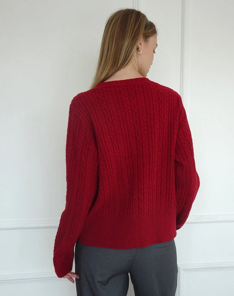 Bavana Strickjacke in Tiefrot