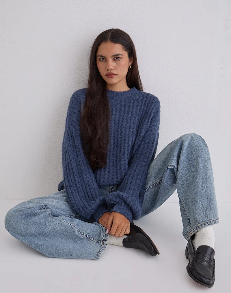 Daren Übergroßer Strickpullover in Navy