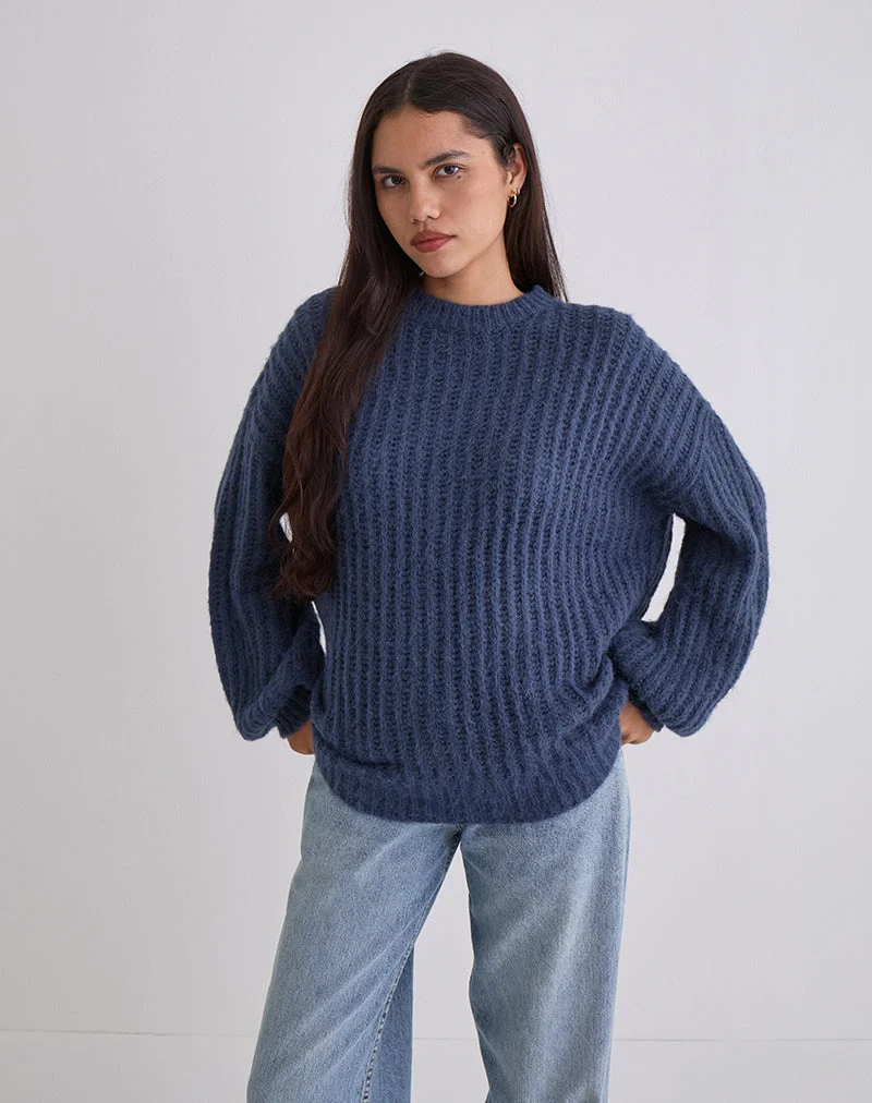 Daren Übergroßer Strickpullover in Navy