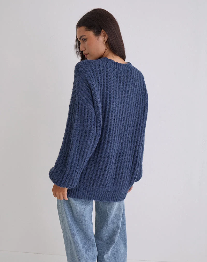 Daren Übergroßer Strickpullover in Navy