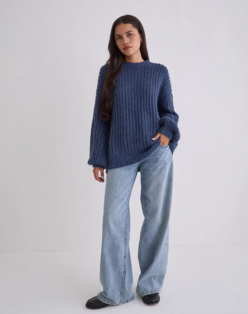 Daren Übergroßer Strickpullover in Navy