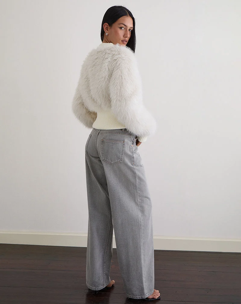 Homari Jacke aus zotteligem Kunstfell in Creme
