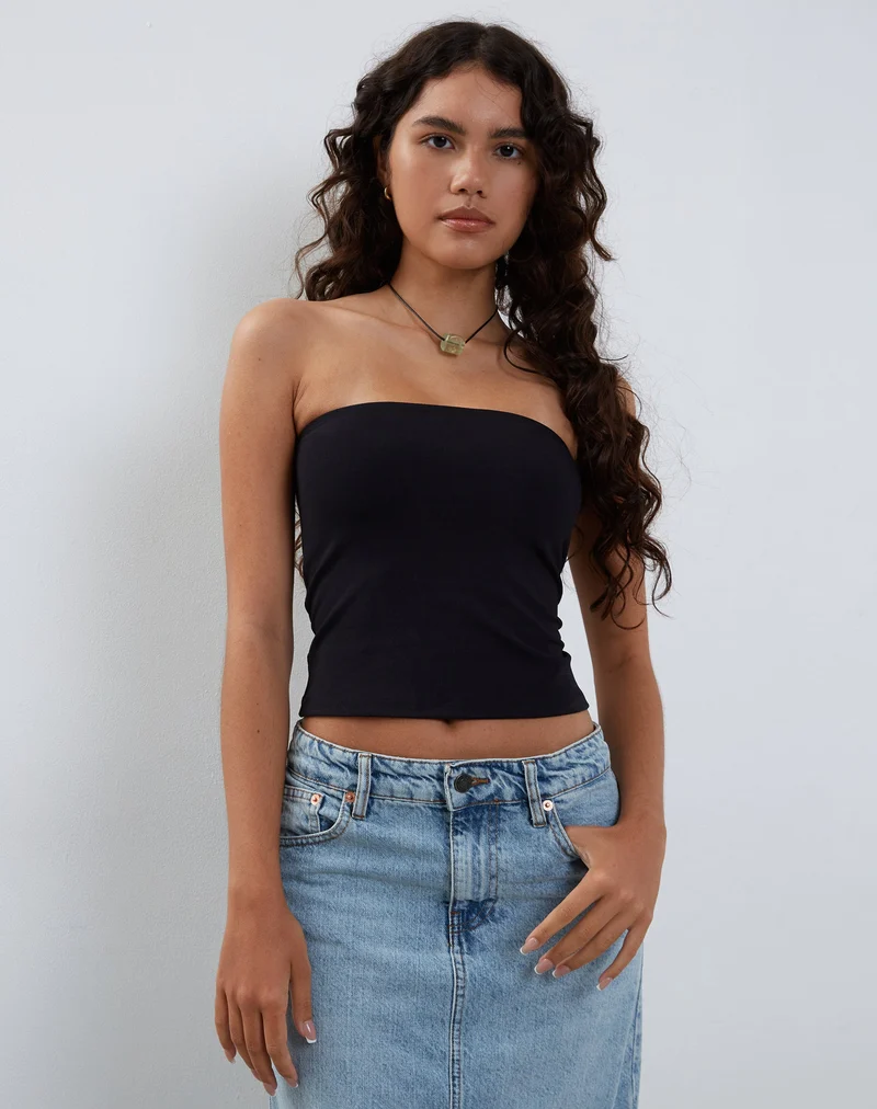 Elia Heavy Lycra Bandeau Top aus Lycra Schwarz