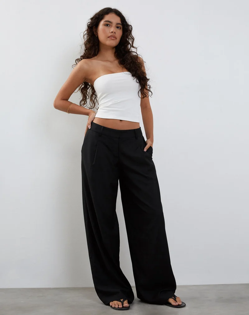 Salisu Hose mit weitem Bein in Tailoring Schwarz