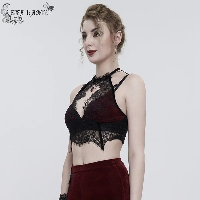 Damen Gothic Strappy Cutout Lace Bustier