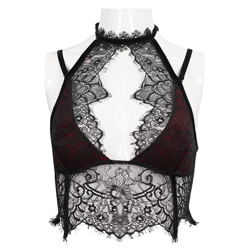 Damen Gothic Strappy Cutout Lace Bustier
