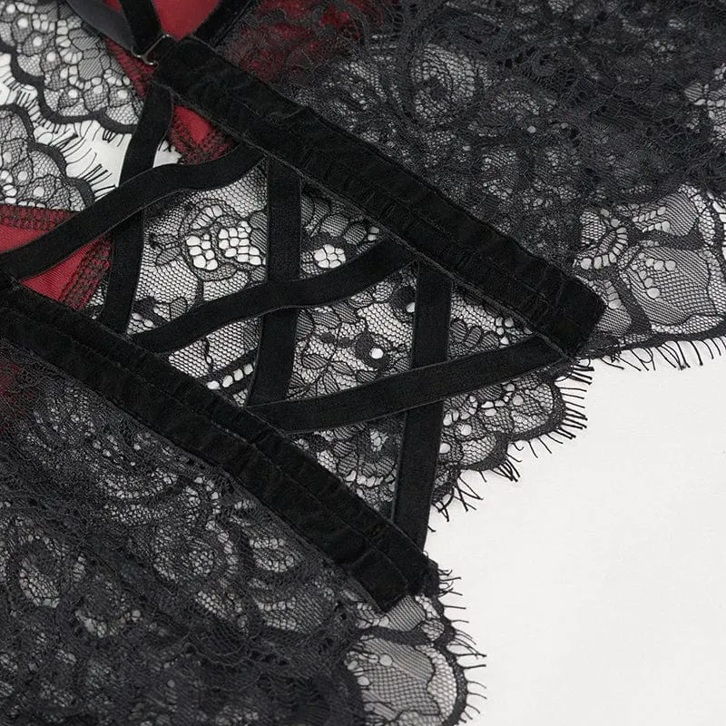 Damen Gothic Strappy Cutout Lace Bustier