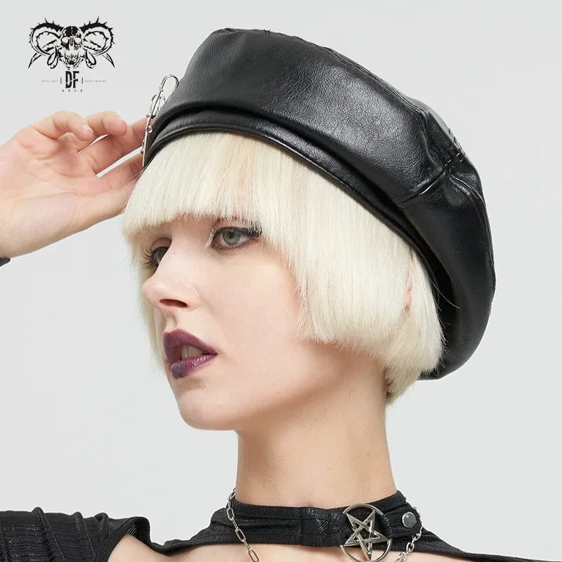 Damen Punk Clips Kunstleder Hut