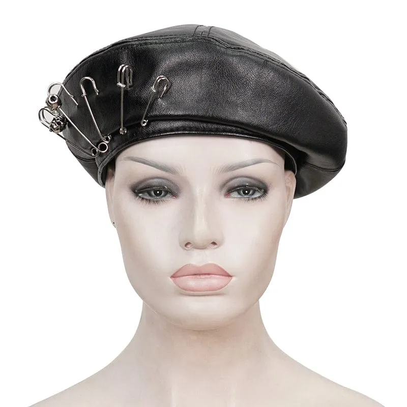 Damen Punk Clips Kunstleder Hut