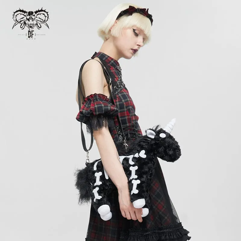 Flauschige Punk-Zebra-Tasche für Damen