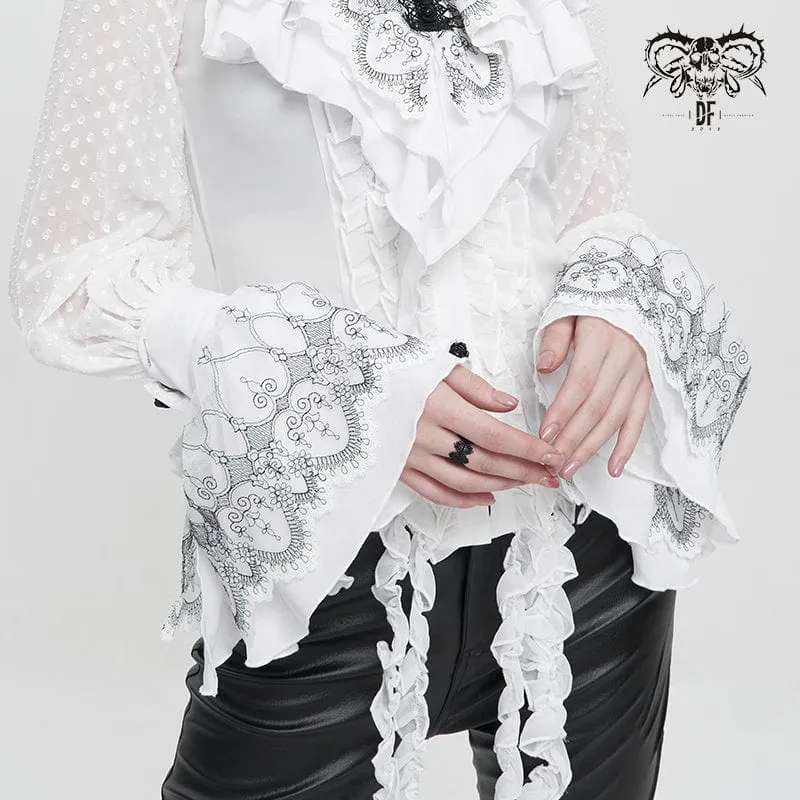 Gothic Handschuhe mit Blumenstickerei für Damen