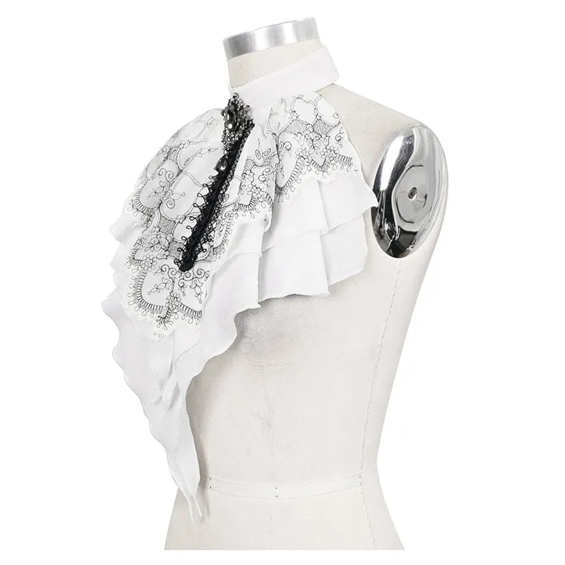 Gotische, mit Blumen bestickte, gekräuselte Halsbekleidung für Damen