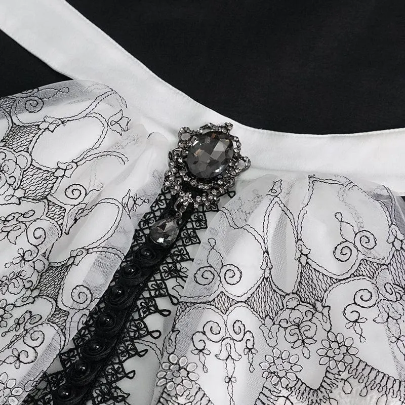 Gotische, mit Blumen bestickte, gekräuselte Halsbekleidung für Damen