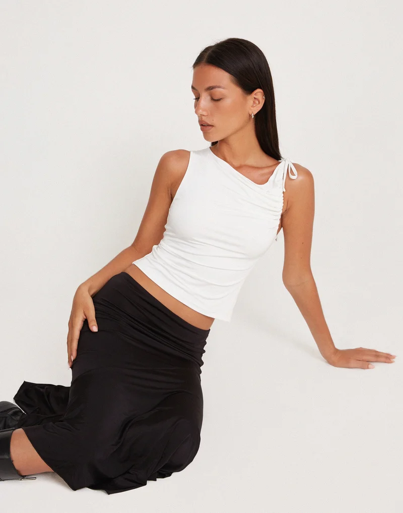 Hagne Crop Vest Oberteil in Off White