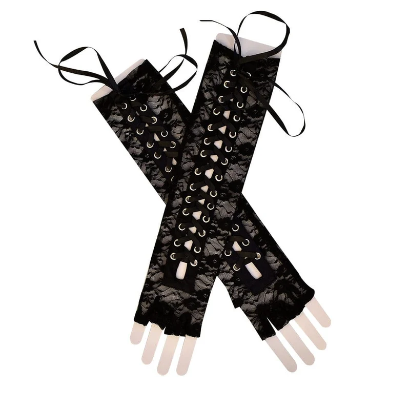 Damen Gothic Riemchen Spitze Armstulpen