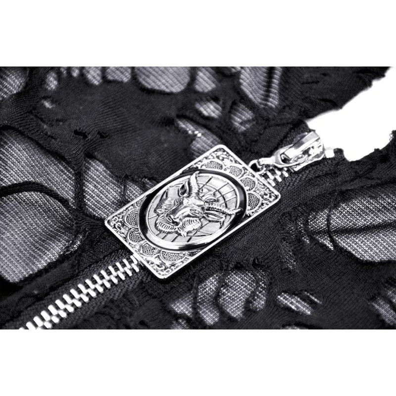 Damen Punk Split Ripped Mantel mit Kapuze