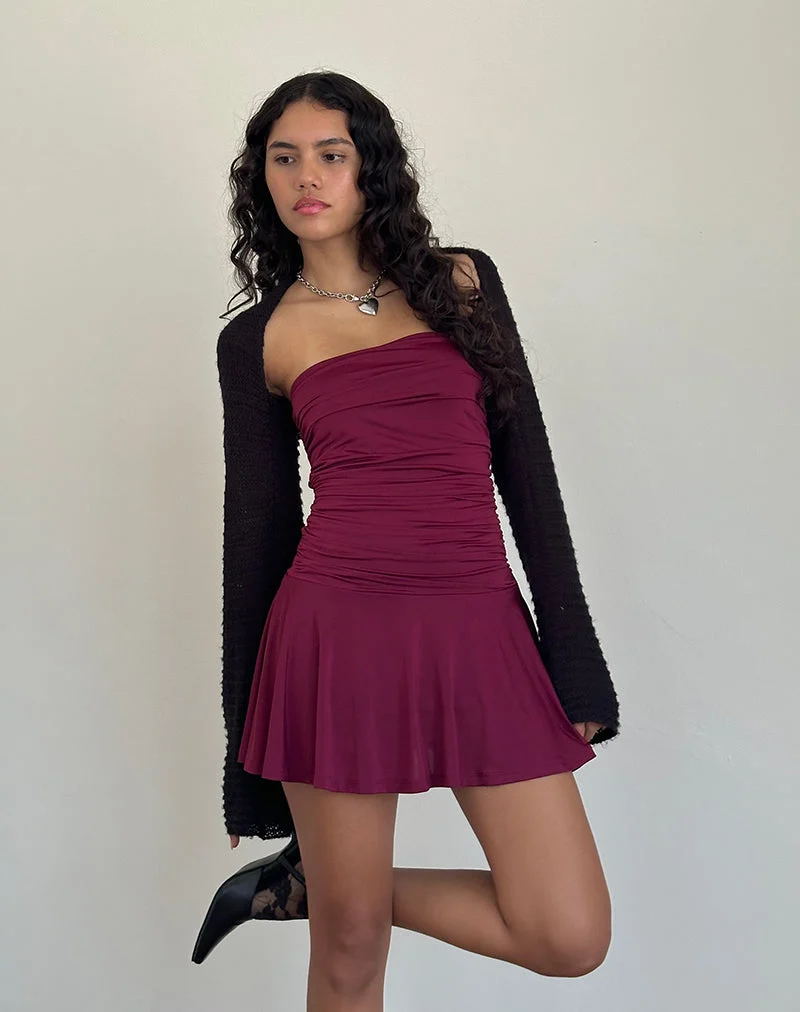 Yasmin Bandeau-Mini-Slinky-Kleid in Burgunderrot