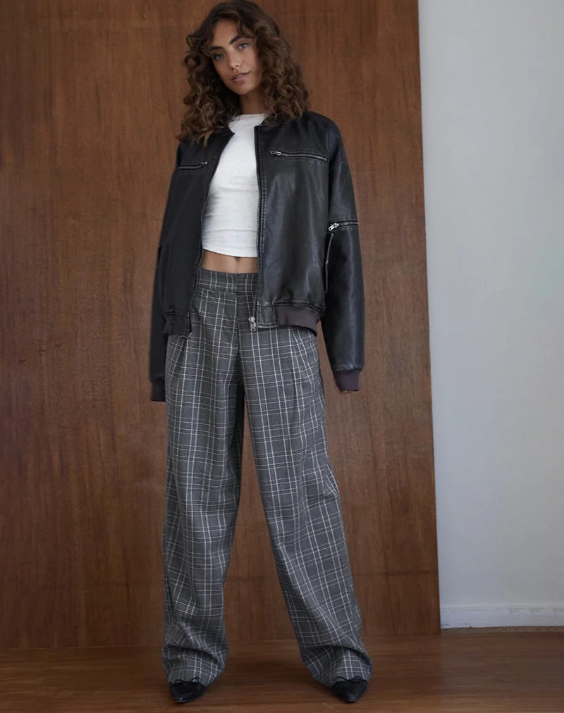Sakaria Hose mit weitem Bein, grau kariert
