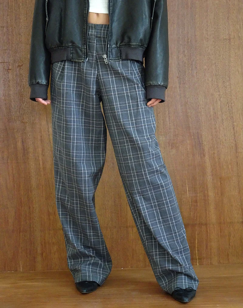 Sakaria Hose mit weitem Bein, grau kariert