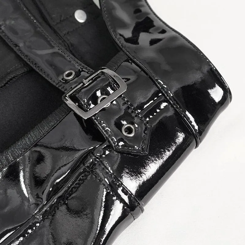 Lackleder-Shorts mit Punkausschnitt für Damen