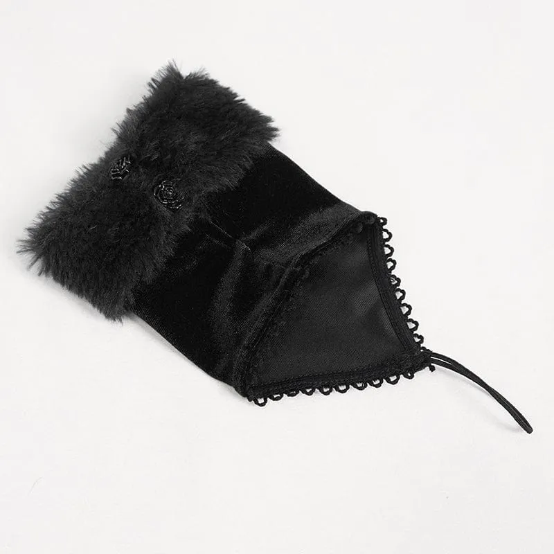Damen-Dessous aus Gothic-Neckholder-Spitze und Samt mit Ärmeln