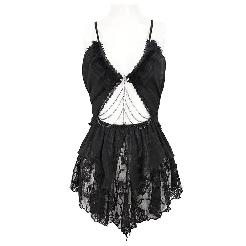 Damen-Dessous aus Gothic-Spitze mit Rüschen