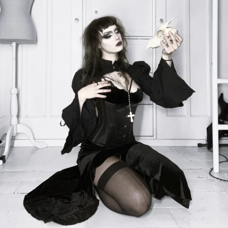 Gothic Mesh Splice Riemchen Unterbrustkorsett für Damen
