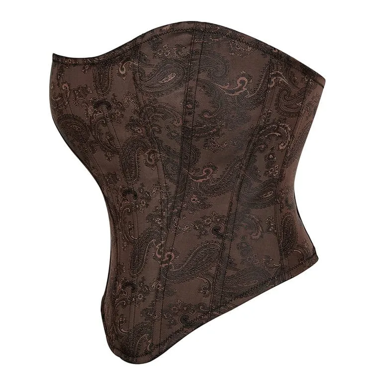 Gothic-Blumendruck-Reißverschluss-Vollbrustkorsett für Damen
