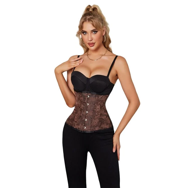 Gothic Riemchen Unterbrustkorsett mit Blumenmuster für Damen