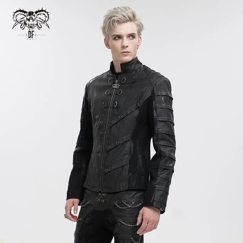 Gothic Stehkragen Distressed Jacke für Herren